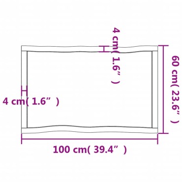 vidaXL Επιφ Τραπεζιού Αν Καφέ 100x60x(2-6)cm Ακατέργ. Μασίφ Ξύλο Δρυός 1 τεμ.