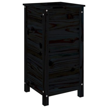 vidaXL Ζαρντινιέρα Μαύρη 40 x 40 x 78 εκ. από Μασίφ Ξύλο Πεύκου