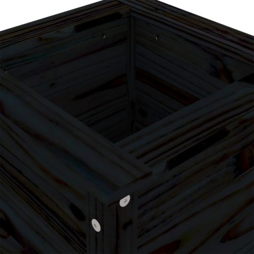 vidaXL Ζαρντινιέρα Μαύρη 40 x 40 x 78 εκ. από Μασίφ Ξύλο Πεύκου