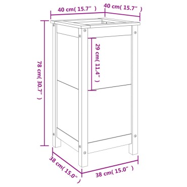 vidaXL Ζαρντινιέρα 40 x 40 x 78 εκ. από Μασίφ Ξύλο Ψευδοτσούγκας