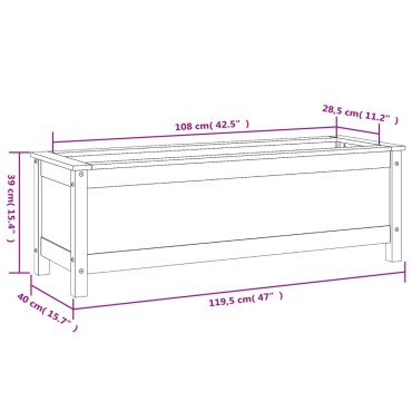 vidaXL Ζαρντινιέρα Υπερυψωμένη Μελί 119,5x40x39 εκ. από Μασίφ Πεύκο