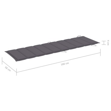 vidaXL Μαξιλάρι Ξαπλώστρας Ανθρακί 186x58x4cm από Ύφασμα Oxford
