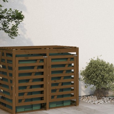 vidaXL Προέκταση Αποθήκευσης Τροχήλατου Κάδου Μελί Μασίφ Ξύλο Πεύκου