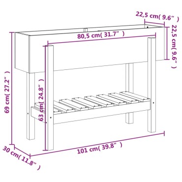 vidaXL Ζαρντινιέρα Υπερυψωμένη 101x30x69 εκ. Μασίφ Ξύλο Ψευδοτσούγκας