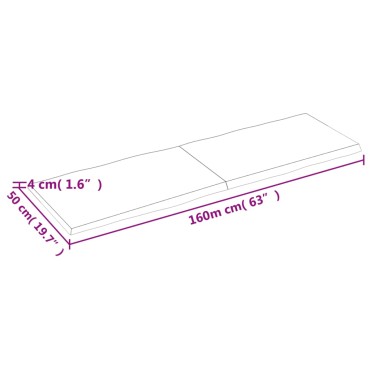 vidaXL Επιφ Τραπεζιού Αν Καφέ 160x50x(2-4)cm Ακατέργ. Μασίφ Ξύλο Δρυός