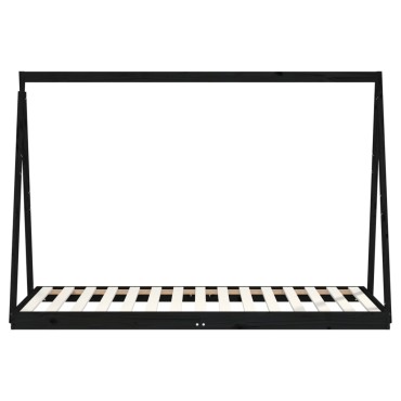 vidaXL Πλαίσιο Παιδικού Κρεβατιού Μαύρο 90x190cm Μασίφ Ξύλο Πεύκου 1 τεμ. - Μονό