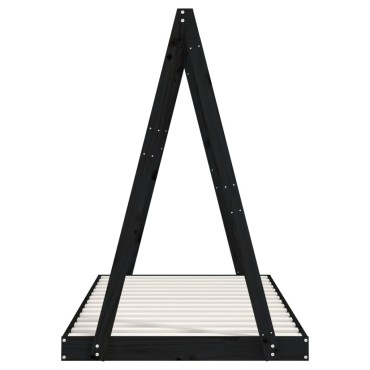 vidaXL Πλαίσιο Παιδικού Κρεβατιού Μαύρο 90x190cm Μασίφ Ξύλο Πεύκου 1 τεμ. - Μονό