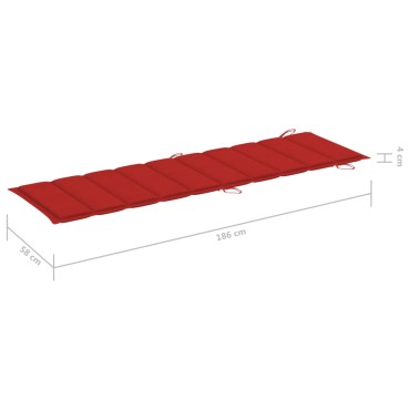 vidaXL Μαξιλάρι Ξαπλώστρας Κόκκινο 186x58x4cm από Ύφασμα Oxford