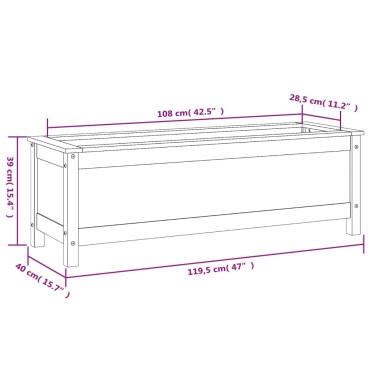vidaXL Ζαρντινιέρα Υπερυψωμένη 119,5x40x39 εκ. από Μασίφ Ξύλο Πεύκου