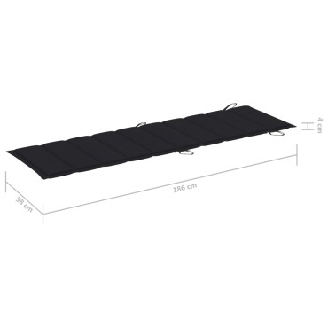 vidaXL Μαξιλάρι Ξαπλώστρας Μαύρο 186x58x4cm από Ύφασμα Oxford