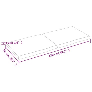 vidaXL Επιφ Τραπεζιού Αν Καφέ 120x50x(2-4)cm Ακατέργ. Μασίφ Ξύλο Δρυός 1 τεμ.