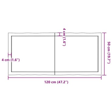 vidaXL Επιφ Τραπεζιού Αν Καφέ 120x50x(2-4)cm Ακατέργ. Μασίφ Ξύλο Δρυός 1 τεμ.