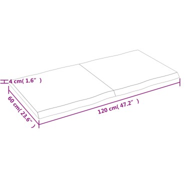 vidaXL Επιφ Τραπεζιού Αν Καφέ 120x60x(2-4)cm Ακατέργ. Μασίφ Ξύλο Δρυός