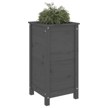 vidaXL Ζαρντινιέρα Γκρι 40 x 40 x 78 εκ. από Μασίφ Ξύλο Πεύκου