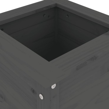 vidaXL Ζαρντινιέρα Γκρι 40 x 40 x 78 εκ. από Μασίφ Ξύλο Πεύκου