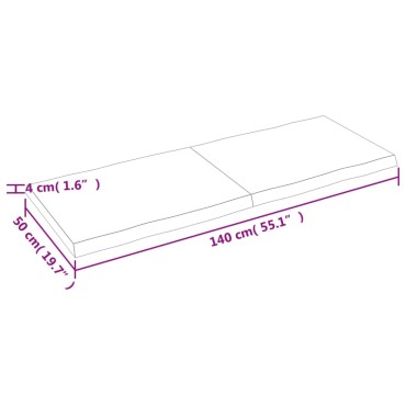 vidaXL Επιφ Τραπεζιού Αν Καφέ 140x50x(2-4)cm Ακατέργ. Μασίφ Ξύλο Δρυός