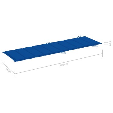 vidaXL Μαξιλάρι Ξαπλώστρας Μπλε Ρουά 186x58x4cm από Ύφασμα Oxford