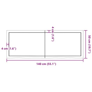 vidaXL Πάγκος Μπάνιου Σκούρο Καφέ 140x50x(2-4) εκ. Επεξεργ. Μασίφ Ξύλο