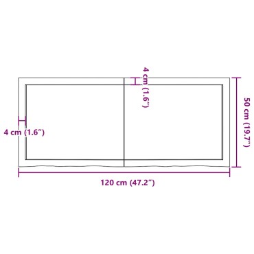 vidaXL Πάγκος Μπάνιου Σκούρο Καφέ 120x50x(2-6) εκ. Επεξεργ. Μασίφ Ξύλο