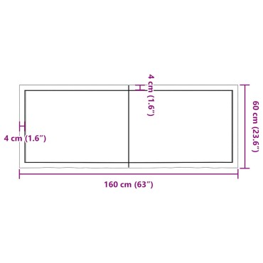 vidaXL Πάγκος Μπάνιου Σκούρο Καφέ 160x60x(2-6) εκ. Επεξεργ. Μασίφ Ξύλο