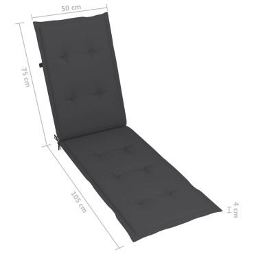 vidaXL Μαξιλάρι Ξαπλώστρας Ανθρακί (75+105)x50x4cm