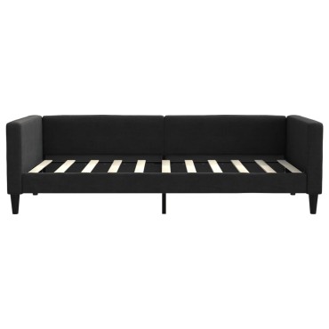 vidaXL Καναπές Κρεβάτι με Στρώμα Μαύρο 90x190cm Υφασμάτινο 1 τεμ. - Μονό