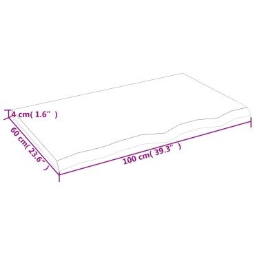 vidaXL Επιφάνεια Τραπεζιού 100x60x(2-4)cm Ακατέργαστο Μασίφ Ξύλο Δρυός 1 τεμ.