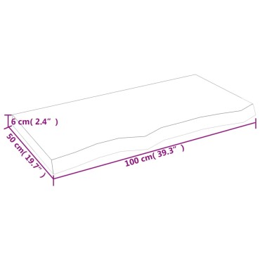 vidaXL Επιφ Τραπεζιού Αν Καφέ 100x50x(2-6)cm Επεξ. Μασίφ Ξύλο Δρυός