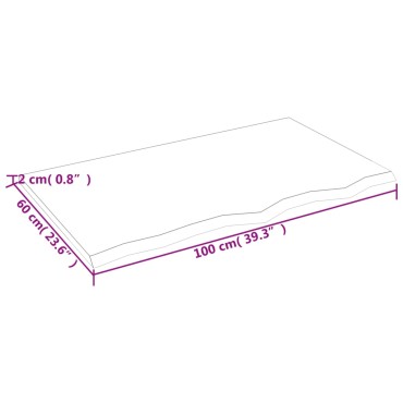 vidaXL Επιφάνεια Τραπεζιού Αν. Καφέ 100x60x2cm Επεξ. Μασίφ Ξύλο Δρυός 1 τεμ.