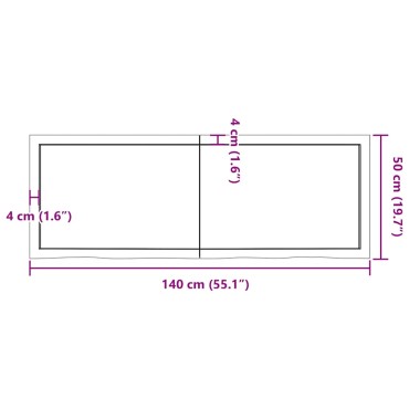 vidaXL Επιφ Τραπεζιού Αν Καφέ 140x50x(2-4)cm Επεξ. Μασίφ Ξύλο Δρυός 1 τεμ.