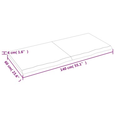 vidaXL Επιφ Τραπεζιού Αν Καφέ 140x60x(2-4)cm Επεξ. Μασίφ Ξύλο Δρυός