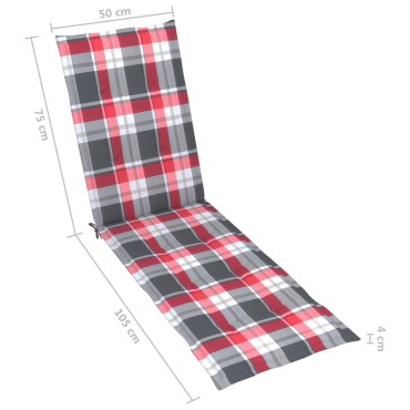 vidaXL Μαξιλάρι Σεζλόνγκ Κόκκινο Καρό (75+105)x50x4cm