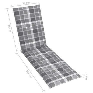 vidaXL Μαξιλάρι Σεζλόνγκ Γκρι Καρό (75+105)x50x4cm