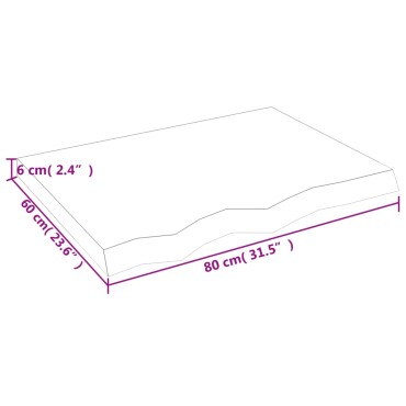 vidaXL Επιφάνεια Τραπεζιού 80x60x(2-6)cm Ακατέργαστο Μασίφ Ξύλο Δρυός 1 τεμ.