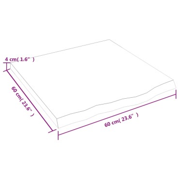 vidaXL Επιφ Τραπεζιού Αν Καφέ 60x60x(2-4)cm Επεξ. Μασίφ Ξύλο Δρυός