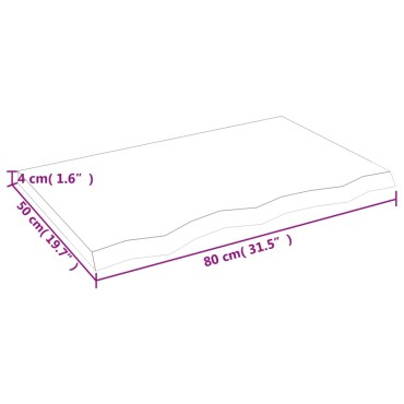 vidaXL Επιφ Τραπεζιού Αν Καφέ 80x50x(2-4)cm Επεξ. Μασίφ Ξύλο Δρυός