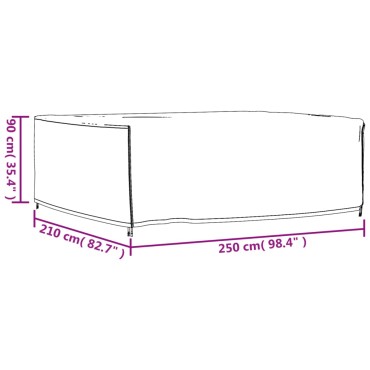 vidaXL Κάλυμμα Επίπλων Κήπου Αδιάβροχο Μαύρο 250x210x90cm 420D 1 τεμ.