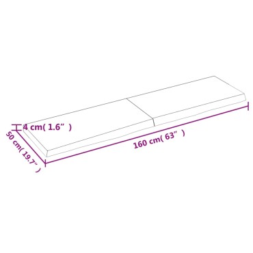 vidaXL Επιφ Τραπεζιού Αν Καφέ 160x50x(2-4)cm Επεξ. Μασίφ Ξύλο Δρυός