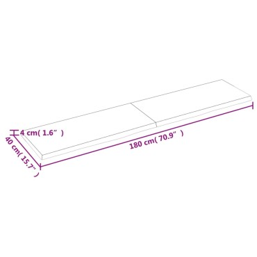 vidaXL Επιφ Τραπεζιού Αν Καφέ 180x40x(2-4)cm Επεξ. Μασίφ Ξύλο Δρυός 1 τεμ.
