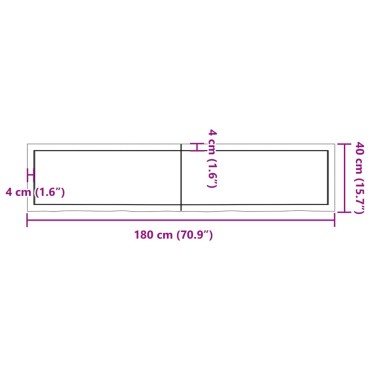 vidaXL Επιφ Τραπεζιού Αν Καφέ 180x40x(2-4)cm Επεξ. Μασίφ Ξύλο Δρυός 1 τεμ.