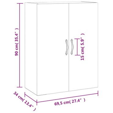 vidaXL Ντουλάπι Επιτοίχιο Sonoma Δρυς 69,5x34x90cm Επεξεργ. Ξύλο 1 τεμ.