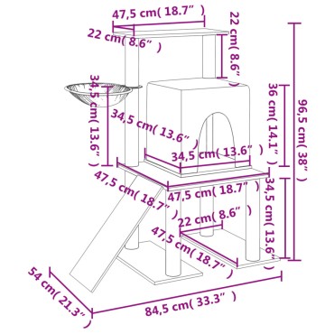 vidaXL Γατόδεντρο Κρεμ 96,5 εκ. με Στύλους Ξυσίματος από Σιζάλ