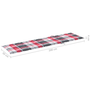 vidaXL Μαξιλάρι Ξαπλώστρας Κόκκινο Καρό 200x50x3cm από Ύφασμα Oxford