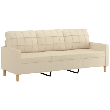 vidaXL Καναπές Τριθέσιος Κρεμ Υφασμάτινος 198x77x80cm 1 τεμ.