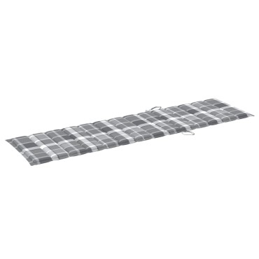 vidaXL Μαξιλάρι Ξαπλώστρας Γκρι Καρό 200x50x3cm από Ύφασμα Oxford