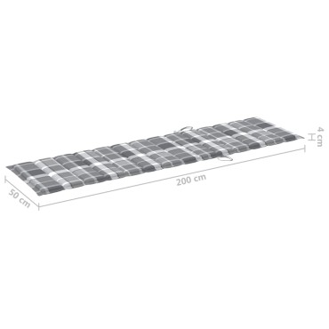 vidaXL Μαξιλάρι Ξαπλώστρας Γκρι Καρό 200x50x3cm από Ύφασμα Oxford
