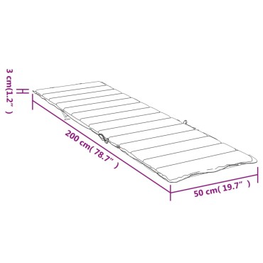 vidaXL Μαξιλάρι Ξαπλώστρας Γκρι Καρό 200x50x3cm από Ύφασμα Oxford