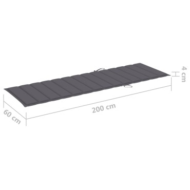 vidaXL Μαξιλάρι Ξαπλώστρας Ανθρακί 200x60x3cm από Ύφασμα Oxford