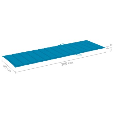 vidaXL Μαξιλάρι Ξαπλώστρας Μπλε Ρουά 200x60x3cm από Ύφασμα Oxford
