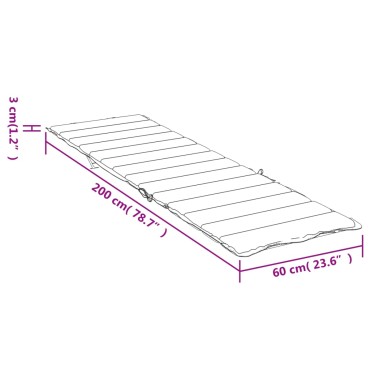 vidaXL Μαξιλάρι Ξαπλώστρας Μπλε Ρουά 200x60x3cm από Ύφασμα Oxford